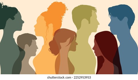 Diversity and Friendship between multiethnic people. People and Multiracial society. Flat vector illustration