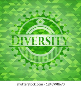 Diversity green emblem with mosaic background