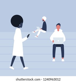 Diversity. A group of young adults sitting and standing on the stairs. Different nationalities. International Culture. Team. Flat editable vector illustration, clip art