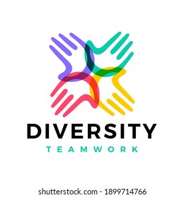 Diversity Hand Team Work Help Logo Vector Icon Illustration