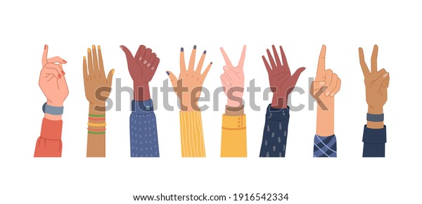 Diversity Hands Different Gestures Isolated Set Stock Vector (Royalty ...