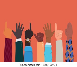 Diversity Hands Doing Signs Design People Stock Vector (Royalty Free ...