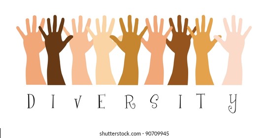 Diversity Hands Over White Background. Vector Illustration