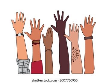Diversity-Hände aufgehobene Illustration