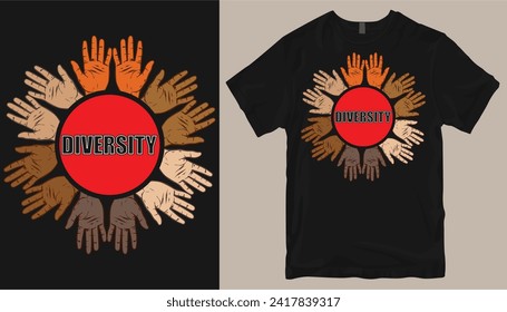 Diversity heart t-shirt design template.