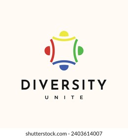 diversidad logotipo vintage vector diseño de ilustración minimalista, diseño de símbolo de asociación humana