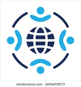 Diversity Icon In Flat Blue Style Vector Illustration