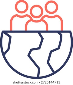 Ilustración vectorial de color de línea de icono de diversidad