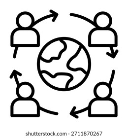 Ilustración vectorial de estilo de línea de icono de diversidad