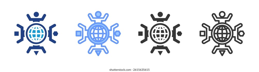 Diversity icon set multiple style collection