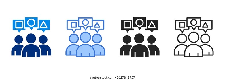 Ícone de diversidade definir ilustração de vetor de vários estilos