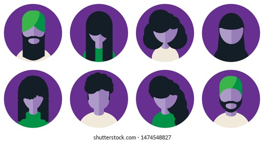 Diversity Icon Set, User Avatar Vectors