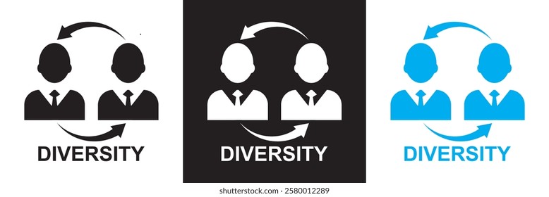  Diversity icon set . Variety, equality, acceptance, difference etc. isolated on white and black background. vector illustration. EPS 10