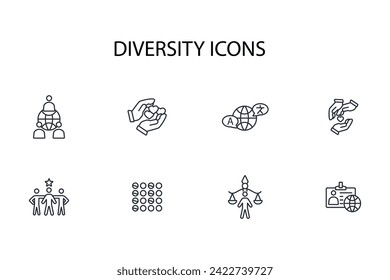 Diversity icon. vector.Editable stroke.linear style sign for use web design,logo.Symbol illustration.