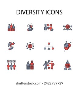 Diversity icon. vector.Editable stroke.linear style sign for use web design,logo.Symbol illustration.