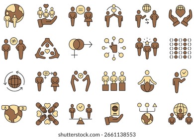 Diversity icons set. Set of editable stroke icons.Set of Diversity