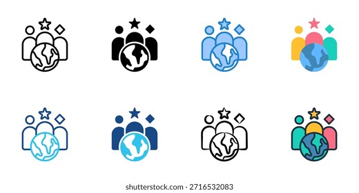 Diversity icons set multiple style collection. 
