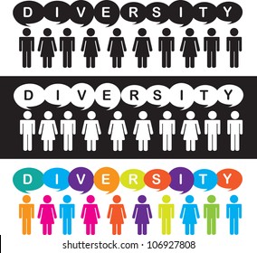 diversity illustration, man and woman icon colors, vector illustration