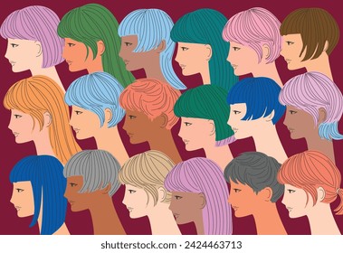 Diversity image illustration. Unique hairstyle.