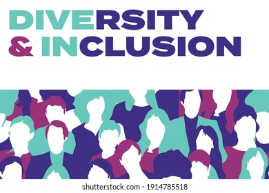 Diversity and inclusion banner. DIVE IN, united people, togetherness, empathy, revolution. Vector illustration. EPS10.