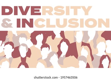 Diversity and inclusion banner. DIVE IN, united people, togetherness, empathy, revolution. Vector illustration. EPS10.