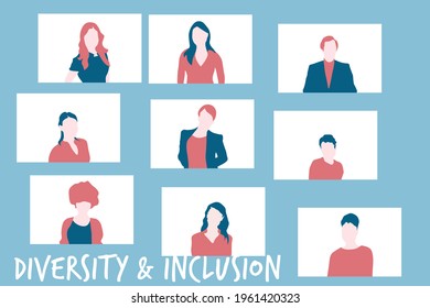 Diversity and inclusion banner. United people, togetherness, empathy, revolution. Vector illustration. EPS10.