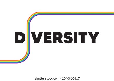 Diversity And Inclusion Culture Equity Logo. LGBT Pride Flag With Diversity Text. Stop Homophobia, Pride Day And LGBT Rights Rainbow Banner. Social Equity And Gender Equality. Vector