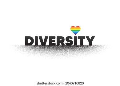 Diversity And Inclusion Culture Equity Logo. LGBT Pride Flag With Diversity Text. Stop Homophobia, Pride Day And LGBT Rights Rainbow Banner. Social Equity And Gender Equality. Love Heart Vector