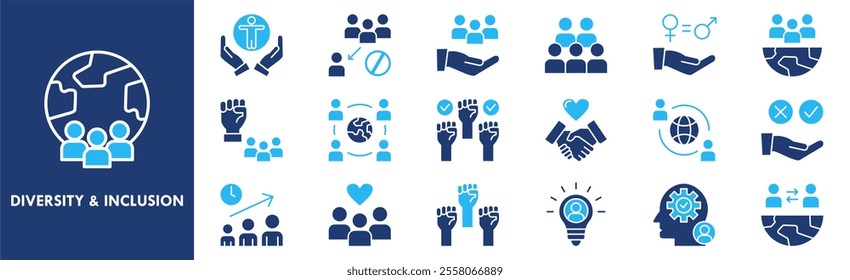 Diversity and inclusion icon collection set. containing design community, diversity, inclusion, business, together