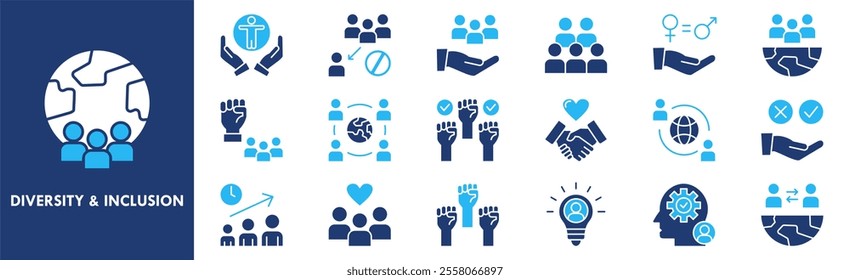 Diversity and inclusion icon collection set. containing design community, diversity, inclusion, business, together