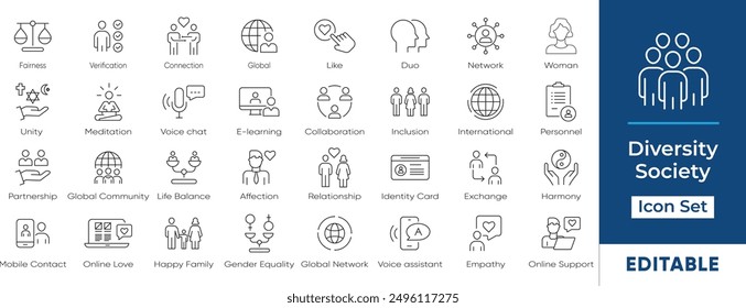 Diversity and Inclusion Icon Set | Editable Social, Business, and Technology Symbols