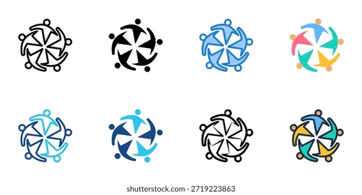Diversity and inclusion icons set multiple style collection. Editable stroke 
