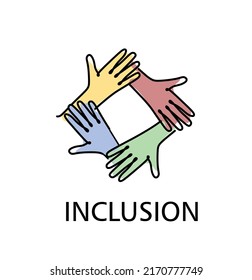 Diversity And Inclusion Logo.  Inclusive Illustration For Web, Print, T-shirt, Textiles, Background, Postcard. One Line Abstract Illustration