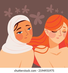 diversity and inclusion, muslim and redhead girls