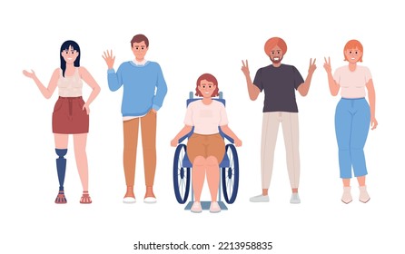 Diversity and inclusion semi flat color vector characters. Editable figures. Full body people on white. Social equality simple cartoon style illustration for web graphic design and animation