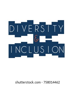 Diversity and Inclusion in white on navy and white background