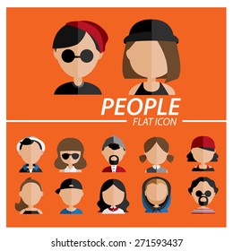 Diversity Interracial Community People Flat Design Icons Concept