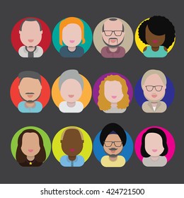 Concepto de Iconos de Diseño Plano de la Diversidad de la Comunidad Interracial