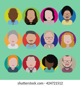 Diversity Interrassische Community People Flat Design Icons Concept