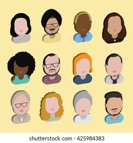 Diversity Interracial Community People Flat Design Icons