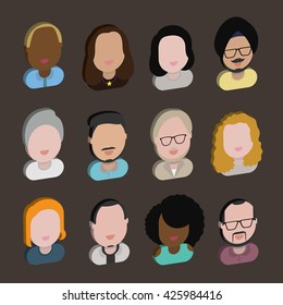 Diversity Interracial Community People Flat Design Icons