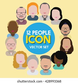 Diversity Interrassische Community People Flat Design Icons Concept