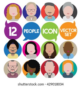 Diversity Interracial Community People Flat Design Icons Concept