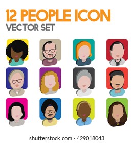 Diversity Interracial Community People Flat Design Icons Concept