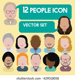 Diversity Interracial Community People Flat Design Icons Concept