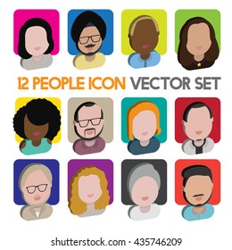 Diversity Interracial Community People Flat Design Icons Concept