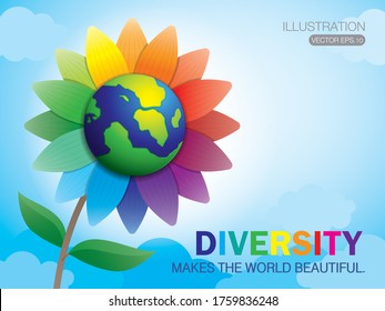 Diversity is like the flower that make the world beautiful. Diversity concept illustration vector. 