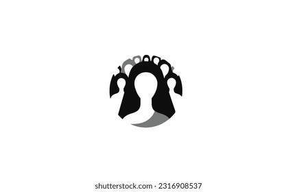 Diversity logo design black simple flat icon on white background