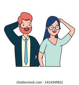 diversity man and woman characters on white background vector illustration