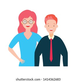 diversity man and woman characters on white background vector illustration